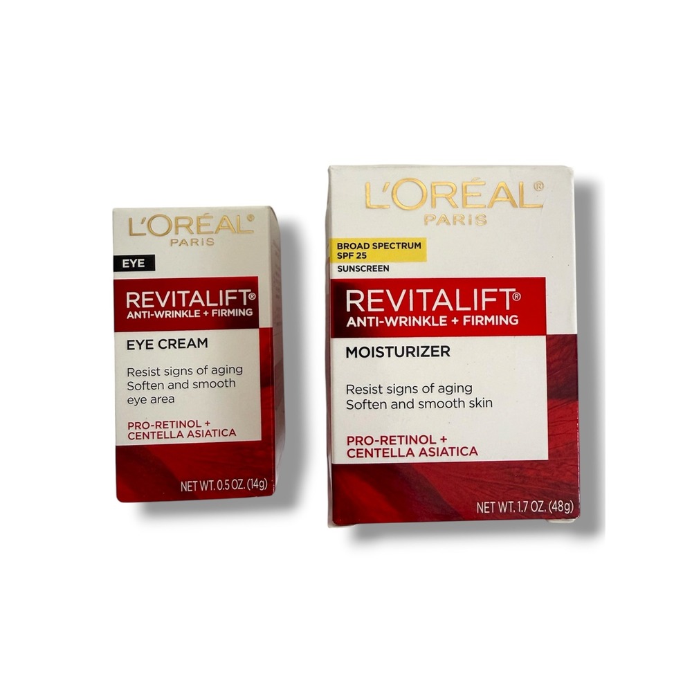 L'Oreal Paris Revitalift Eye Cream 0.5oz + Moisturizer SPF 25 1.7oz Bundle New